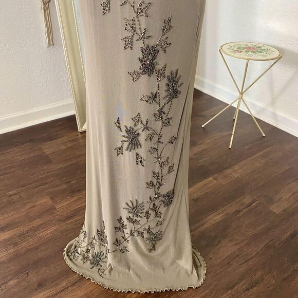 Caché Early 2000's Ethereal Pinterest Famous Mesh Beaded Prom Formal Dress XS S - Picture 5 of 8